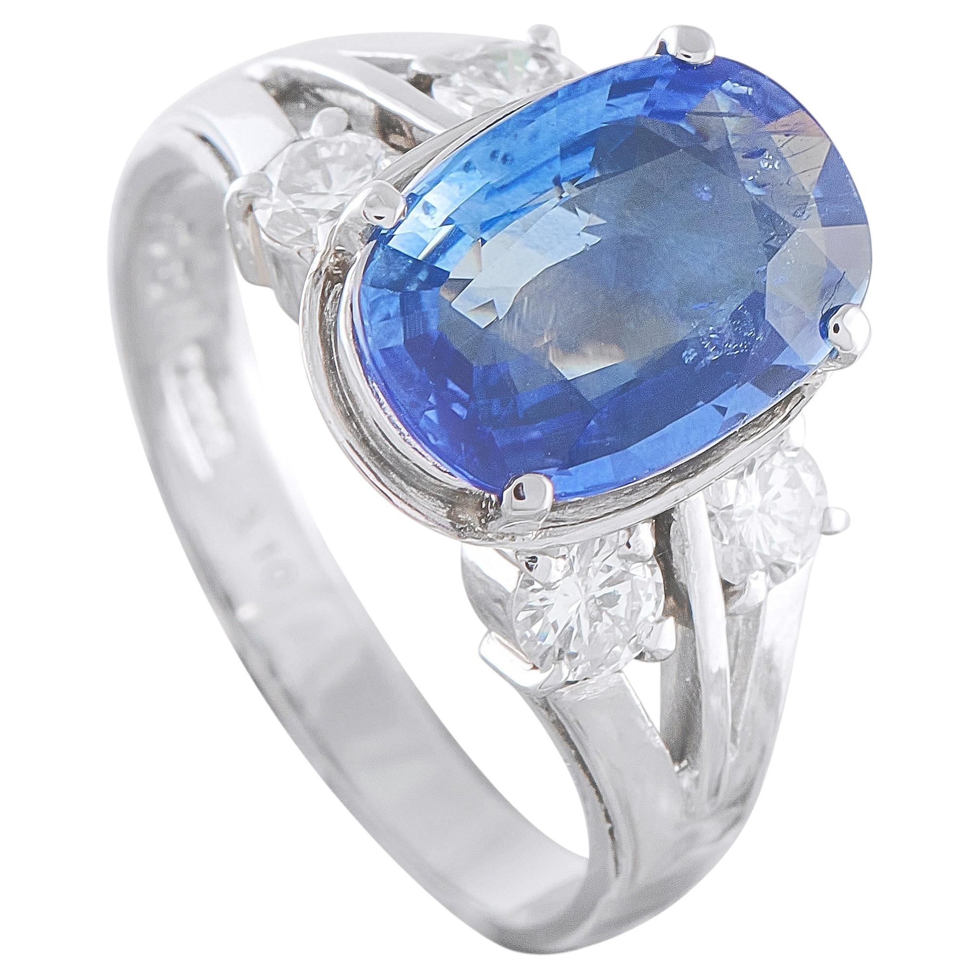 Anello in platino con diamante e zaffiro da 0,55 carati MF30-052126