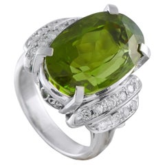 Platinum 0.56ct Diamond and Peridot Ring MF21-052126