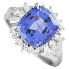 Platinum 0.56ct Diamond and Tanzanite Ring