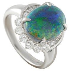 Platinum 0.57ct Diamond and Black Opal Ring MF02-101725