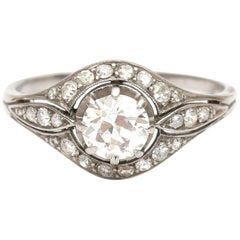 Art Deco 1920er Jahre Brillantschliff Diamant 0,58 Karat Platin Ring