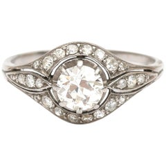 Art Deco 1920er Jahre Brillantschliff Diamant 0,58 Karat Platin Ring