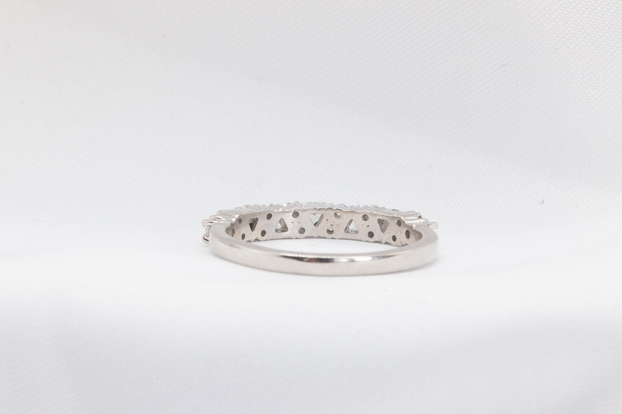 Round Cut Platinum 0.58 Carat Total Mixed Shaped Diamond Band For Sale