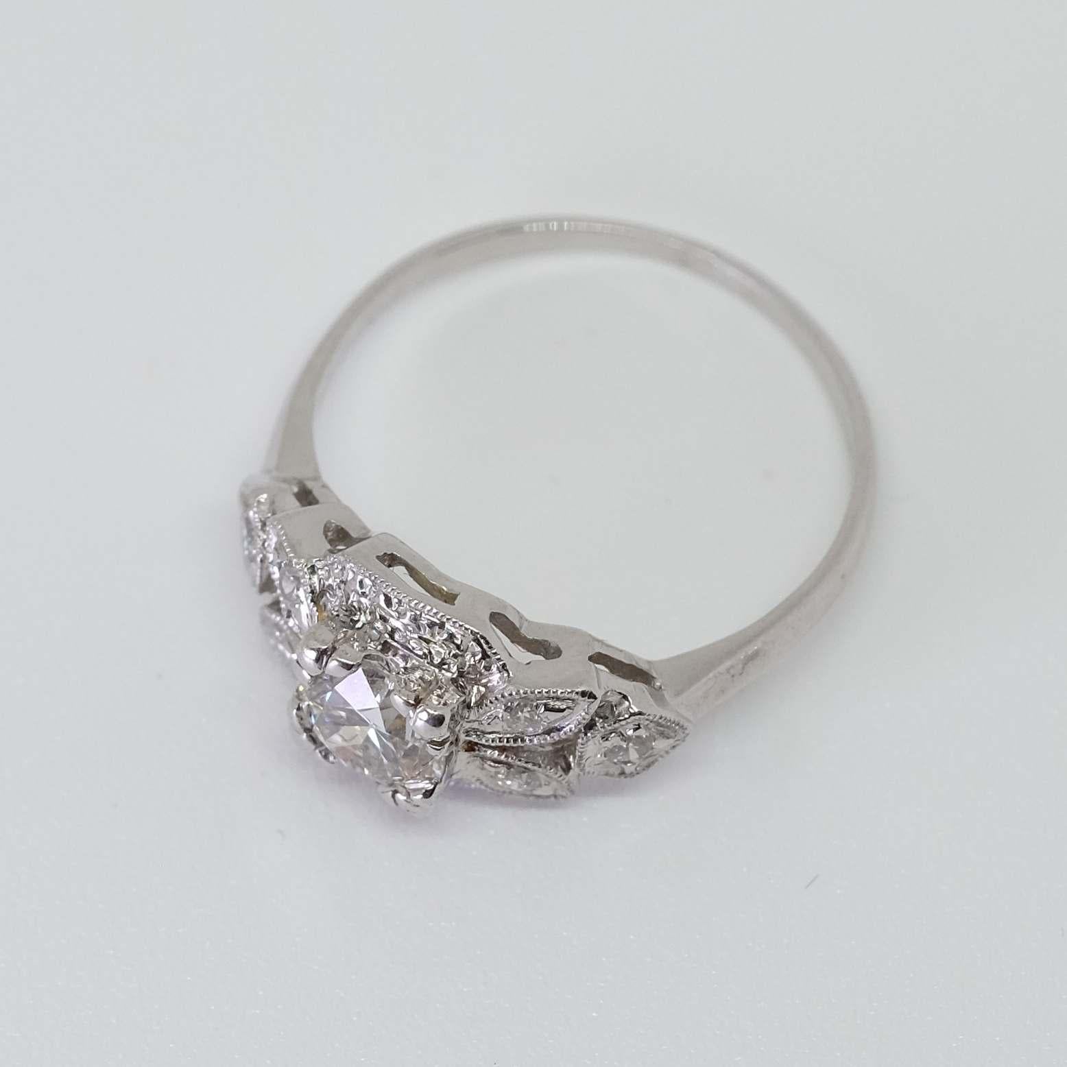 Brilliant Cut Platinum 0.58 Ct Diamond Ring For Sale