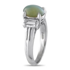 Platinum 0.58ct Diamond and Cats Eye Ring