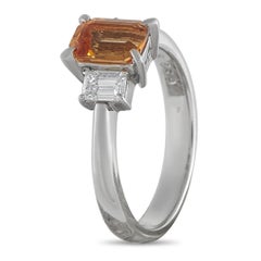 Platinum 0.59ct Diamond and Imperial Topaz Ring #5351