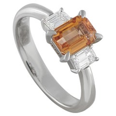 Platinum 0.59ct Diamond and Imperial Topaz Ring #5351 Platinum 0.59ct Diamond and Imperial Topaz Ring #5351