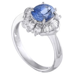 Platinum 0.60 ct Diamond and Sapphire Ring