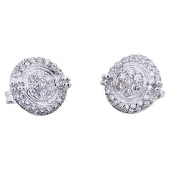 Platinum 0.60 Karats Brilliant Cut White Diamonds Elegant Stud Design Earrings
