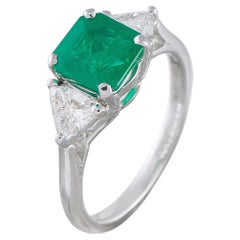 Bague en platine avec diamant et émeraude de 0,60ct MF15-051526