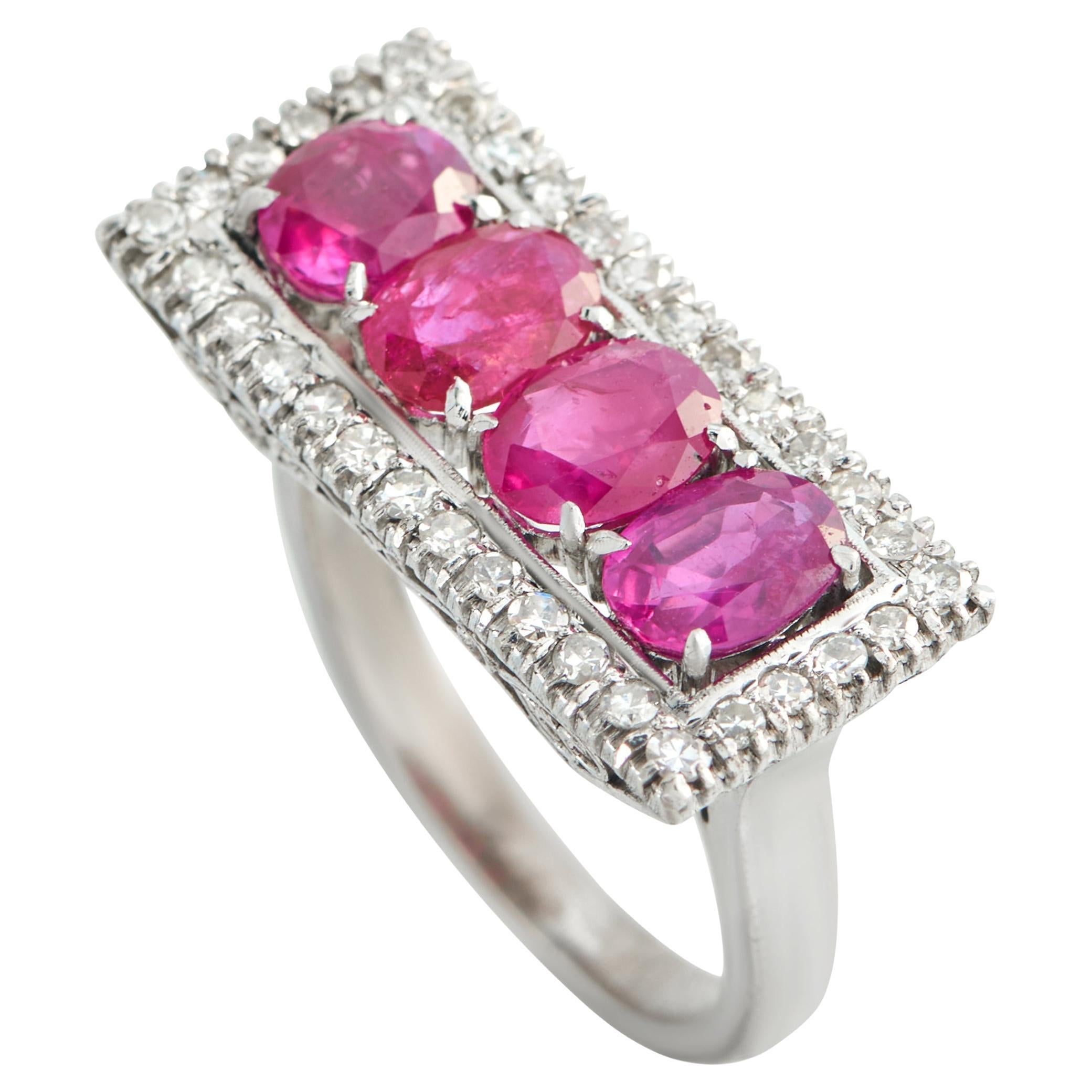 Platinum 0.60ct Diamond and Ruby Ring MF52-020526 For Sale