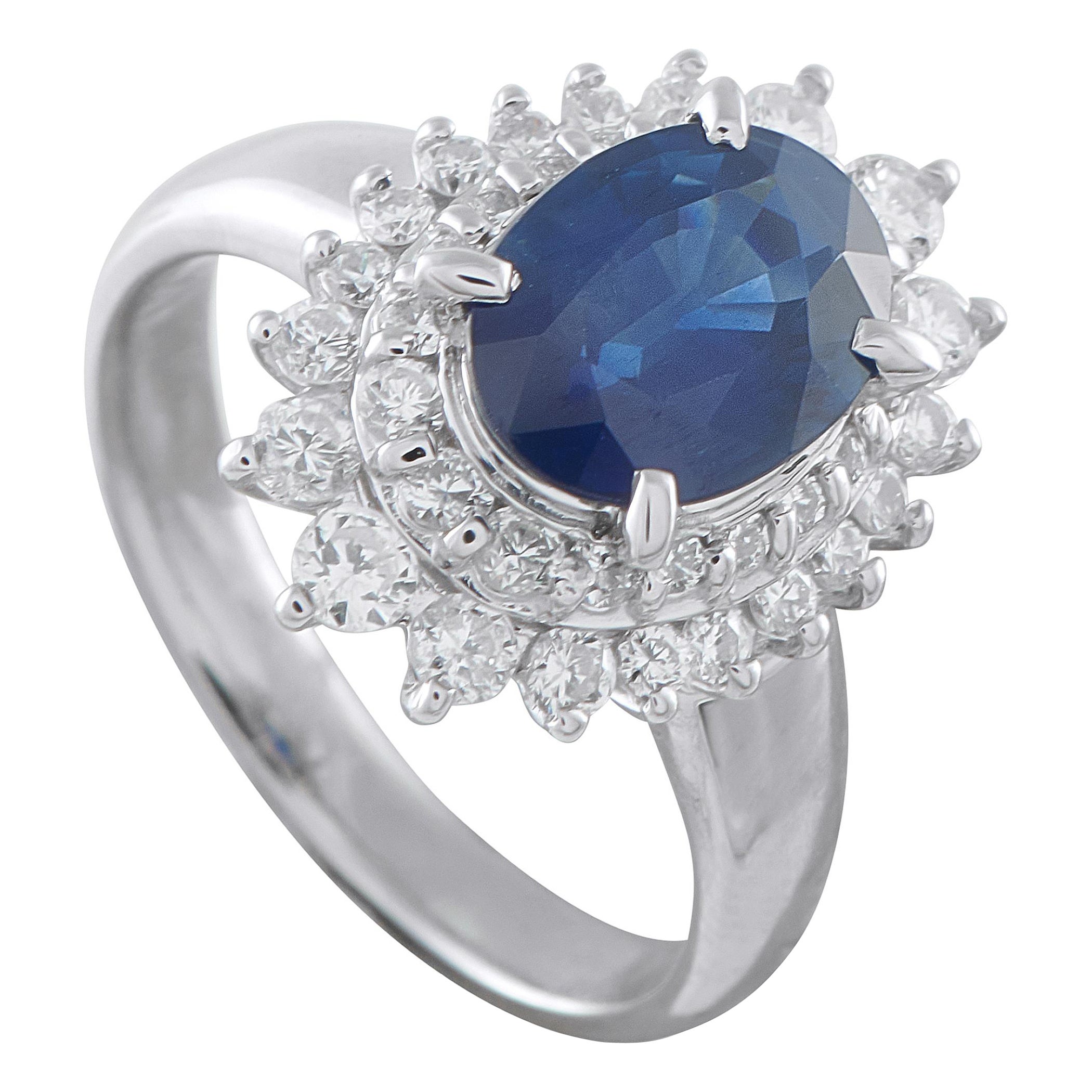 Platinum 0.60ct Diamond and Sapphire Double Halo Ring MF05-110525