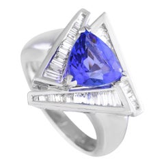 Platinum 0.60ct Diamond and Tanzanite Ring