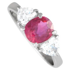 Platinum 0.61ct Diamond and Ruby Three-Stone Ring MF16-112924 Platinum 0.61ct Diamond and Ruby Three-Stone Ring MF16-112924
