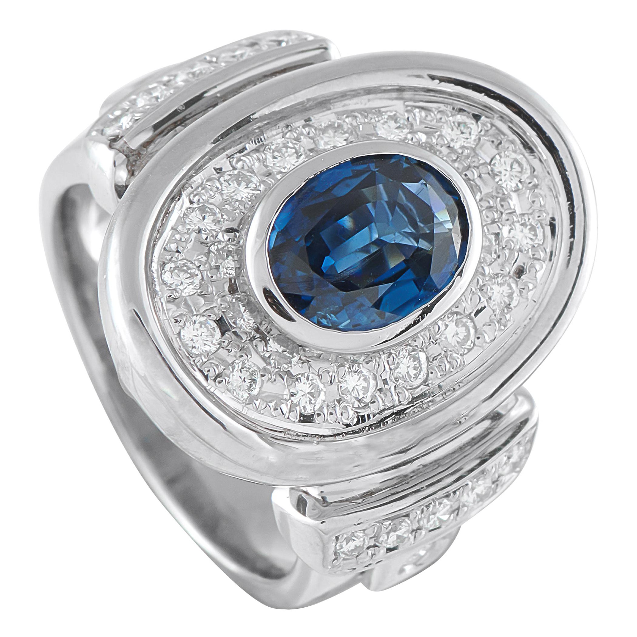 Platinum 0.61ct Diamond and Sapphire Ring MF09-101725 im Angebot