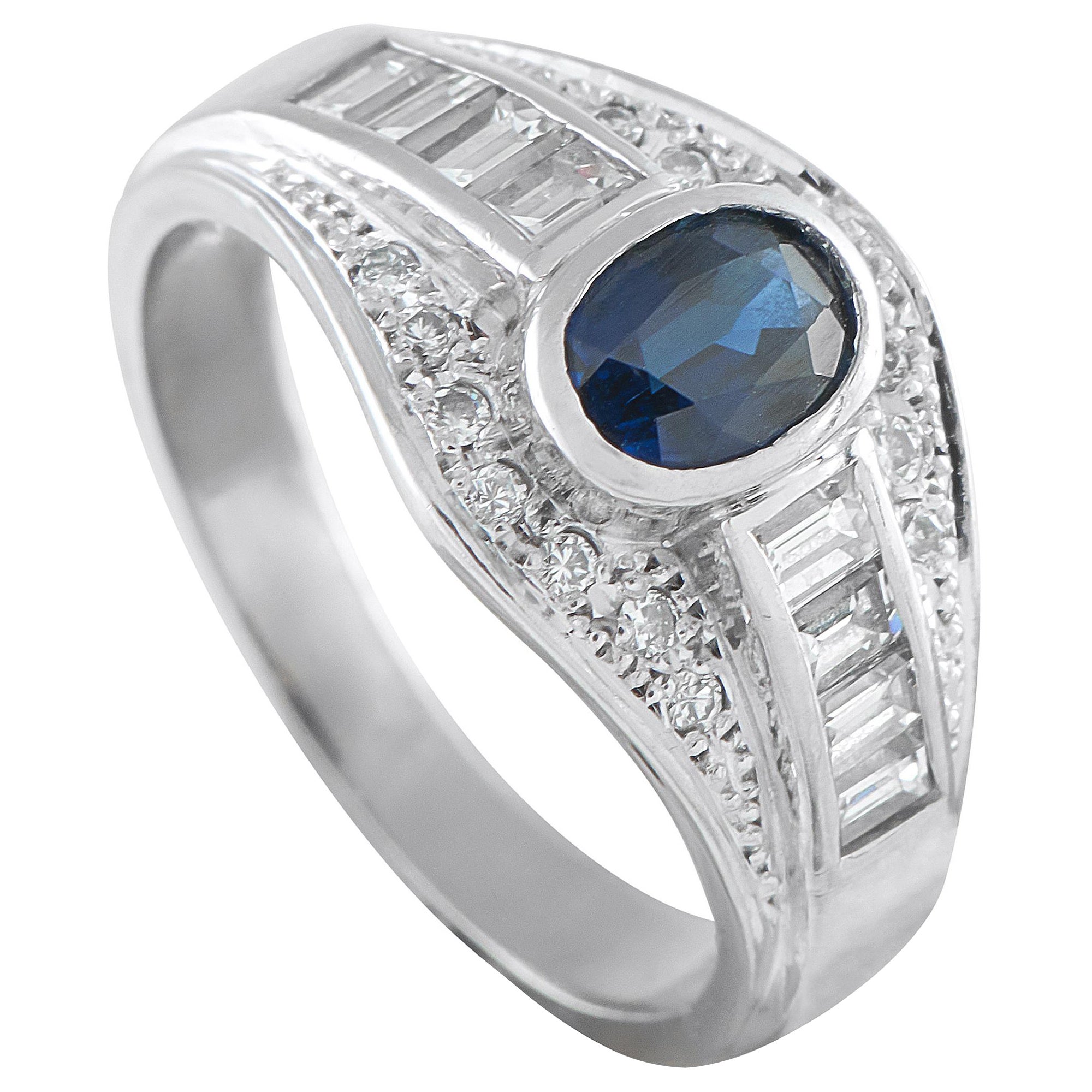 Platinum 0.62ct Diamond and Sapphire Ring MF55-101625