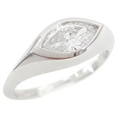 Platinum 0.63 Carat Marquise Diamond Bezel Set Engagement Ring – D Color VS2
