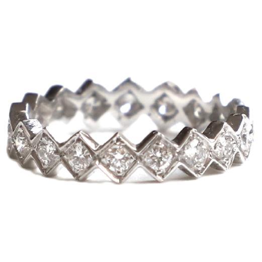 Platinum 0.63 Karat GVS1 White Diamonds Cubes Modern Style Design Ring
