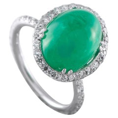 Platinum 0.65ct Diamond and Colombian Emerald Cocktail Ring  MF56-021826