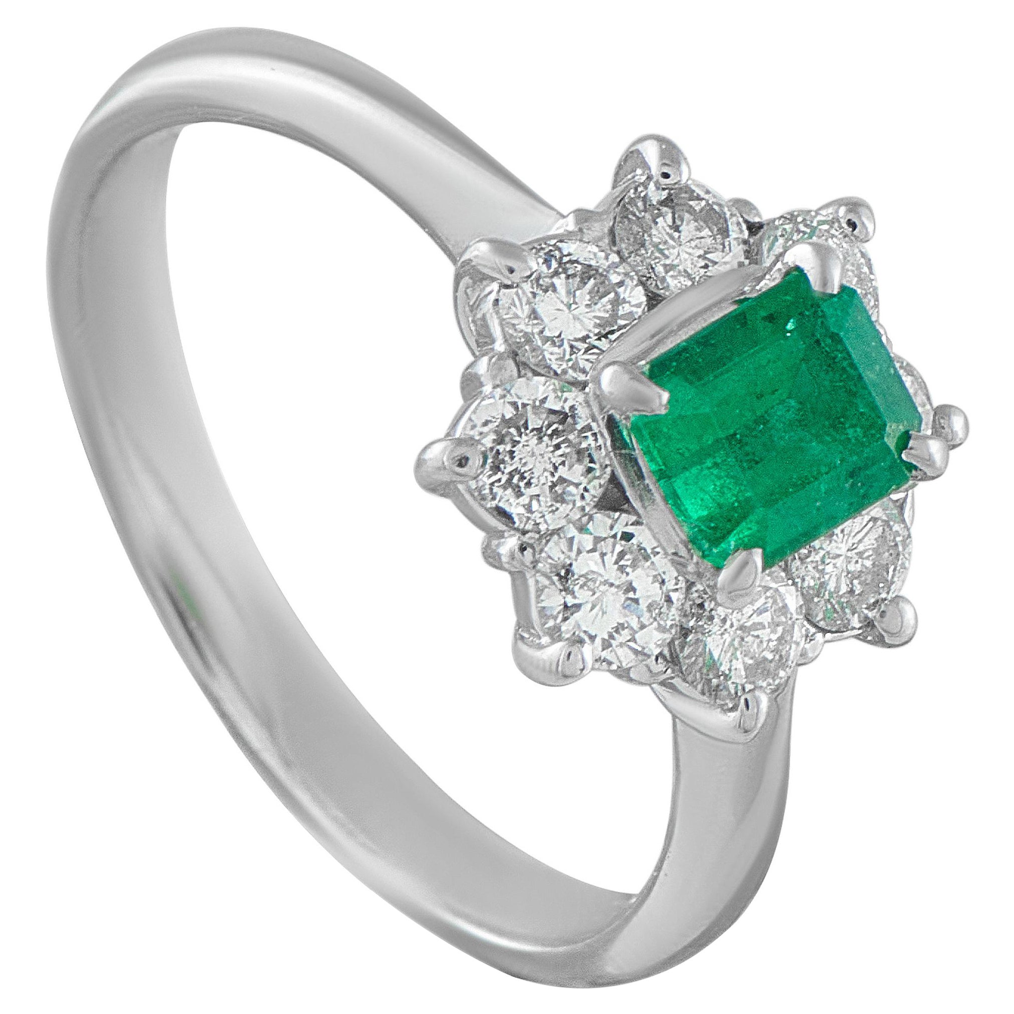 Platinum 0.65ct Diamond and Emerald Ring MF29-101725