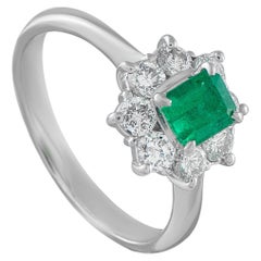 Platinum 0.65ct Diamond and Emerald Ring MF29-101725