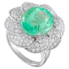 Anello in platino con diamante e smeraldo da 0,65 carati MF41-050726