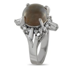 Platinum 0.66ct Diamond and Cats Eye Ring #5306