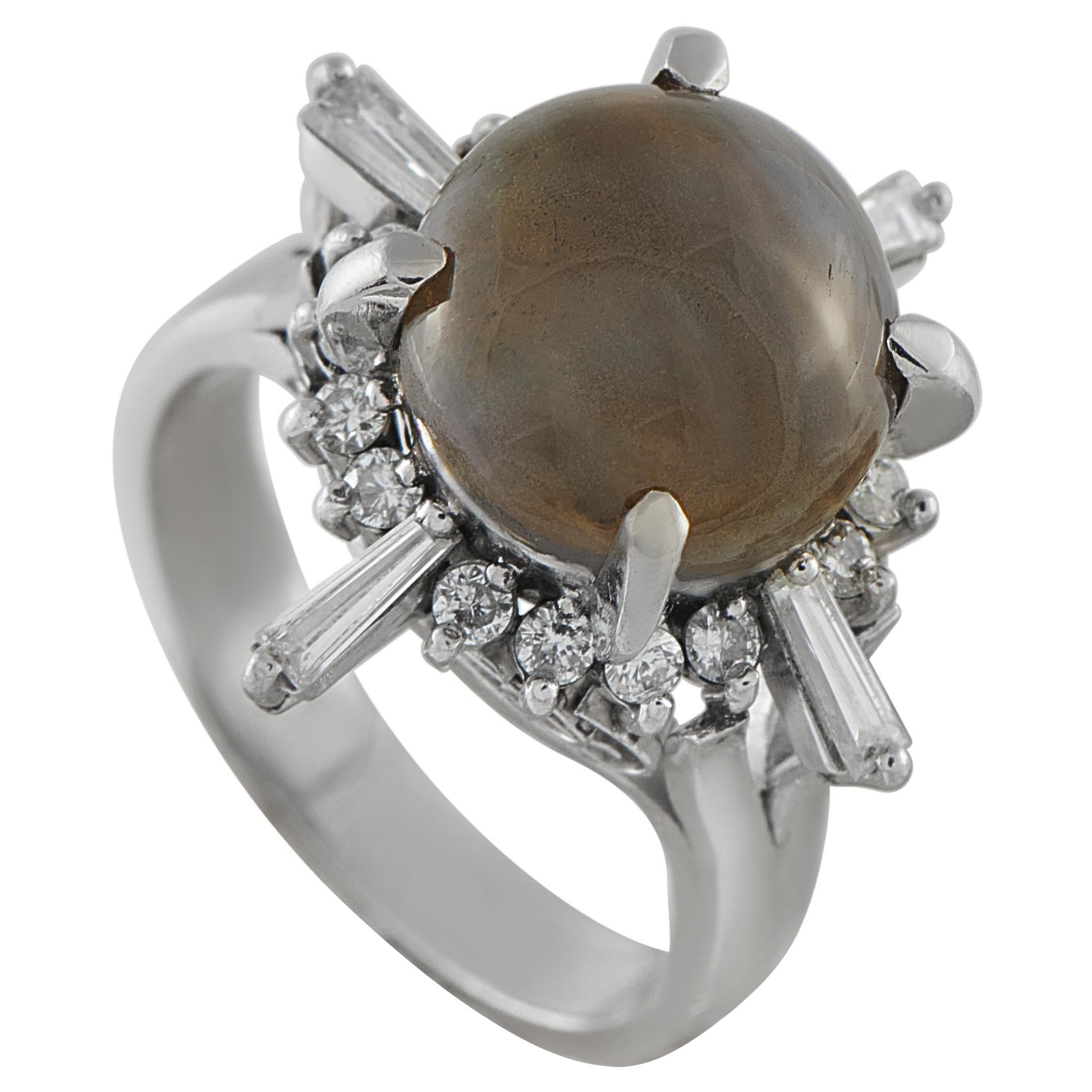 Platin 0,66ct Diamant und Cats Eye Ring #5306