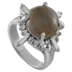 Platin 0,66ct Diamant und Cats Eye Ring #5306