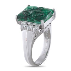 Platin 0,66ct Diamant und Smaragd Ring MF38-031726