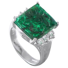 Platin 0,66ct Diamant und Smaragd Ring MF38-031726