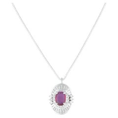 Platinum 0.66ct Diamond and Ruby Pendant Necklace