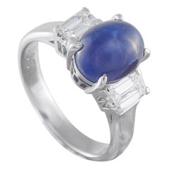 Platinum 0.68ct Diamond and Sapphire Ring #5342