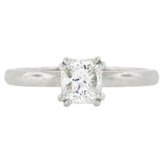 Platinum 0.68ctw GIA Emerald Cut Prong Diamond Petite Solitaire Engagement Ring