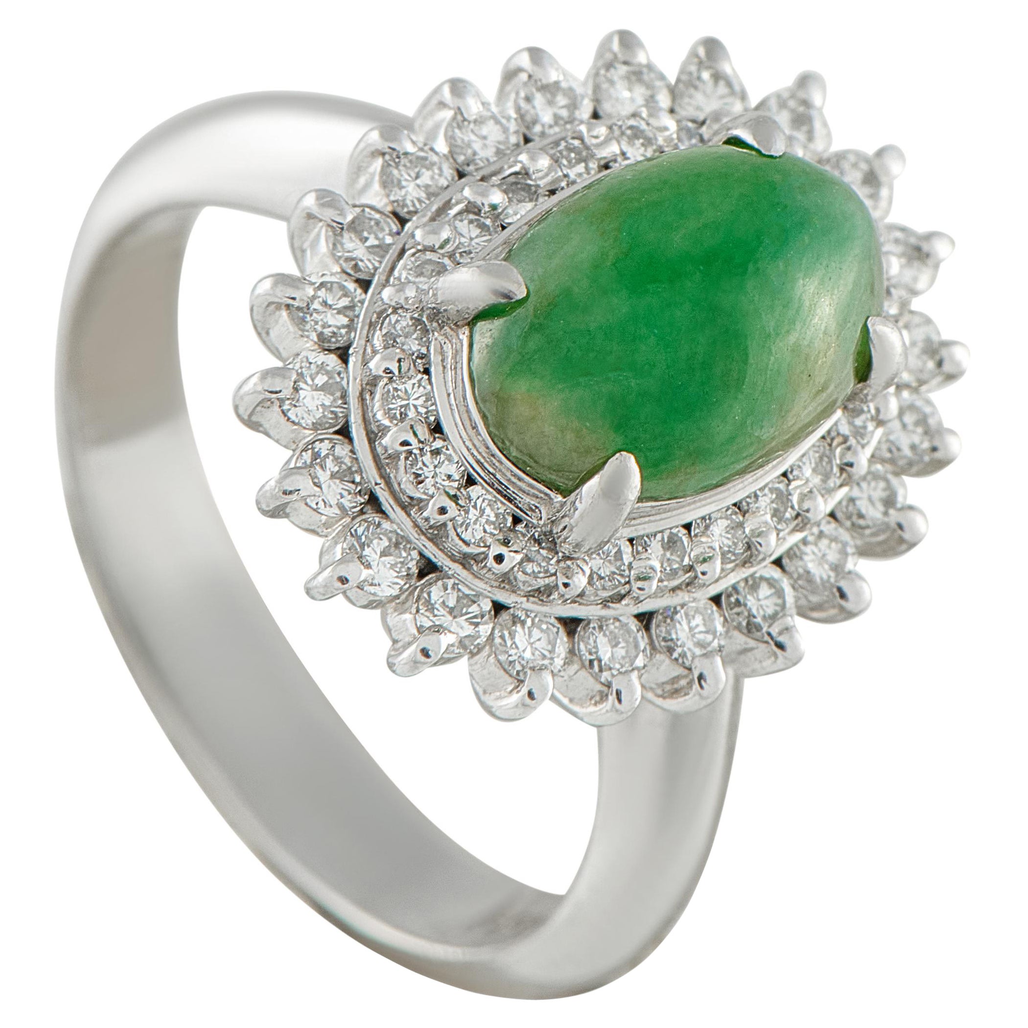 Platinum 0.69ct Diamond and Jade Ring MF48-101725