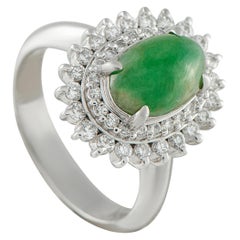 Platinum 0.69ct Diamond and Jade Ring MF48-101725