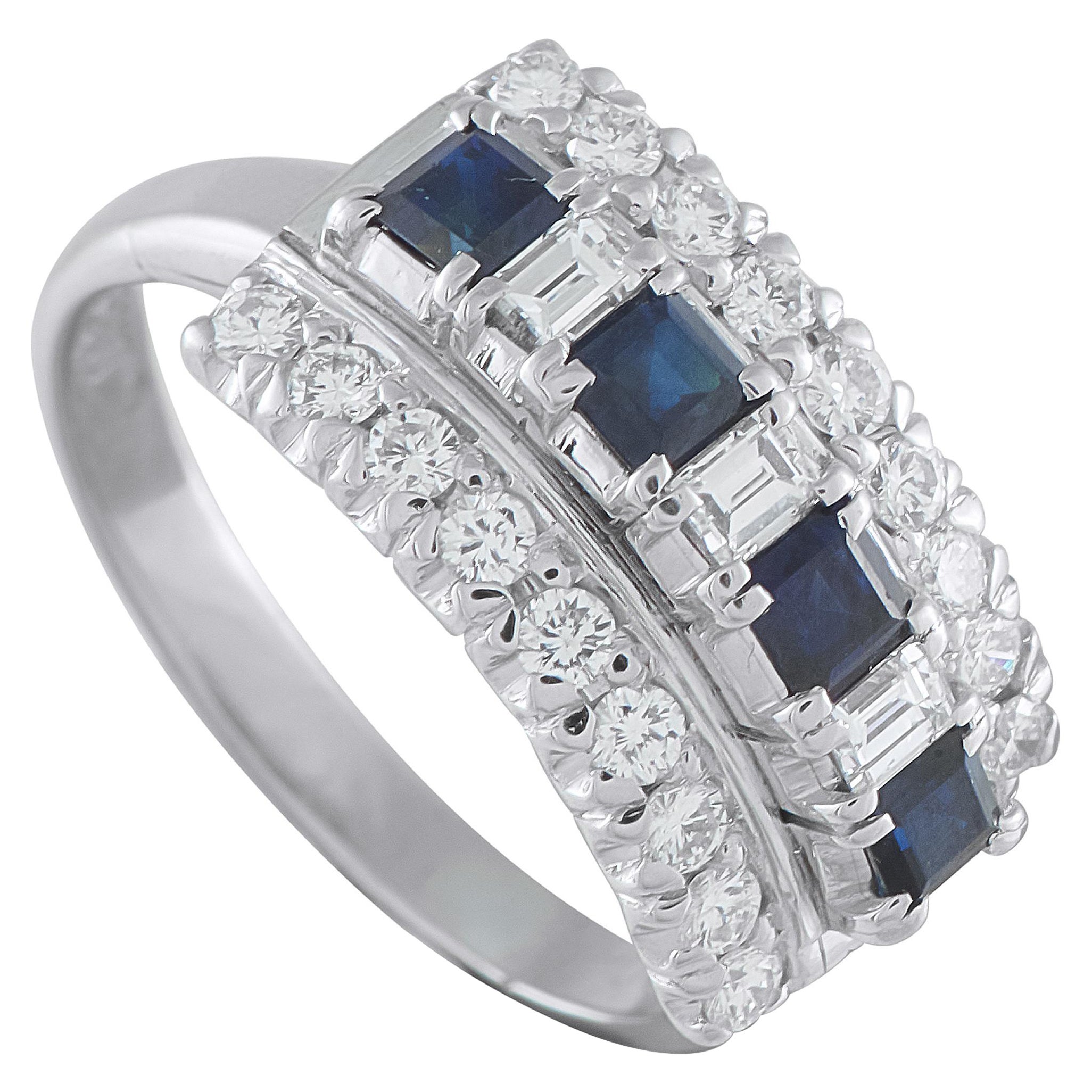 Platinum 0.69ct Diamond and Sapphire Ring MF51-1016252
