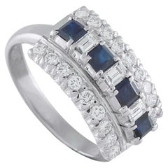 Platinum 0.69ct Diamond and Sapphire Ring MF51-1016252
