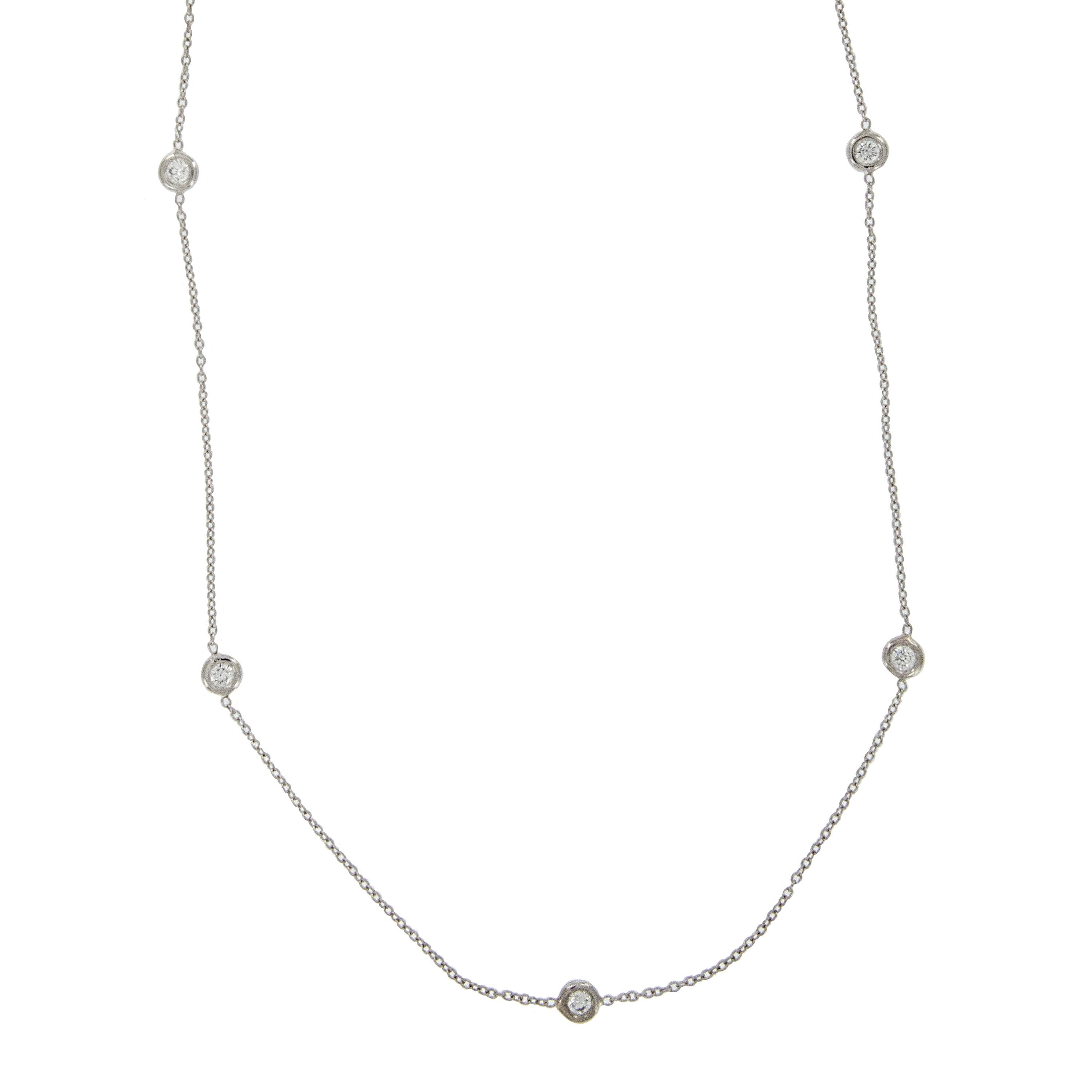 Contemporary Platinum 0.70 Carat VS Clarity, F-G Color Diamonds by the Yard Station Necklace For Sale