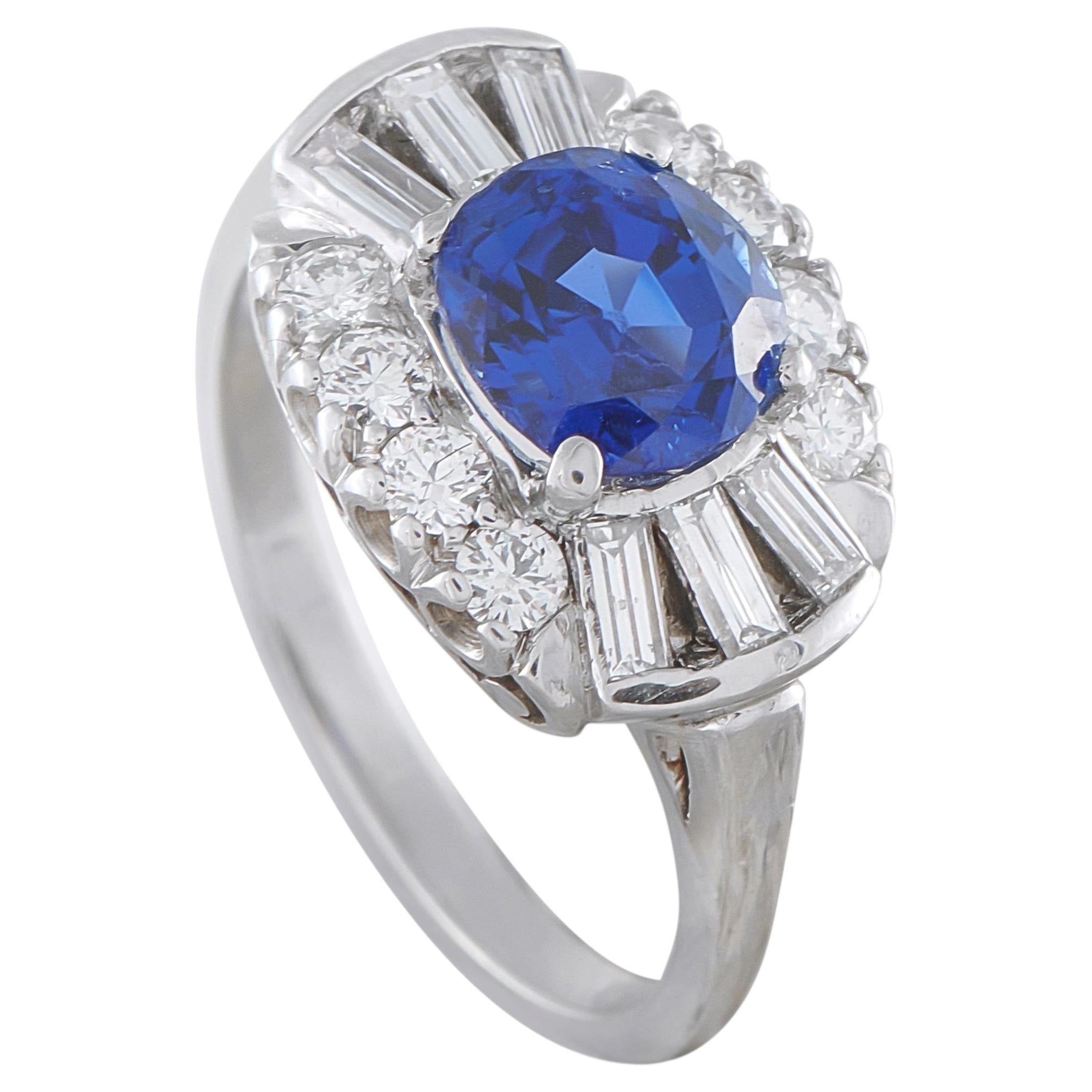 Platinum 0.70ct Diamond and Sapphire Ring MF34-050126