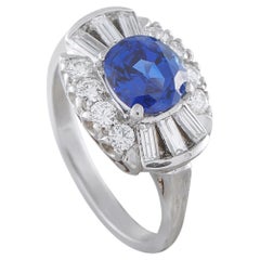 Platinum 0.70ct Diamond and Sapphire Ring MF34-050126
