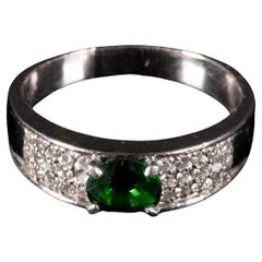 Platinum 0.70ct Green Garnet & Diamond Ring 
