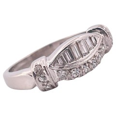 Platinum Diamond Ring, 0.70ct Baguette & Round, Mid-20th Century