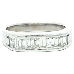 Bague en platine 0.72ct Baguette Cut Channel Set Diamond Squared Top Stack Band Ring