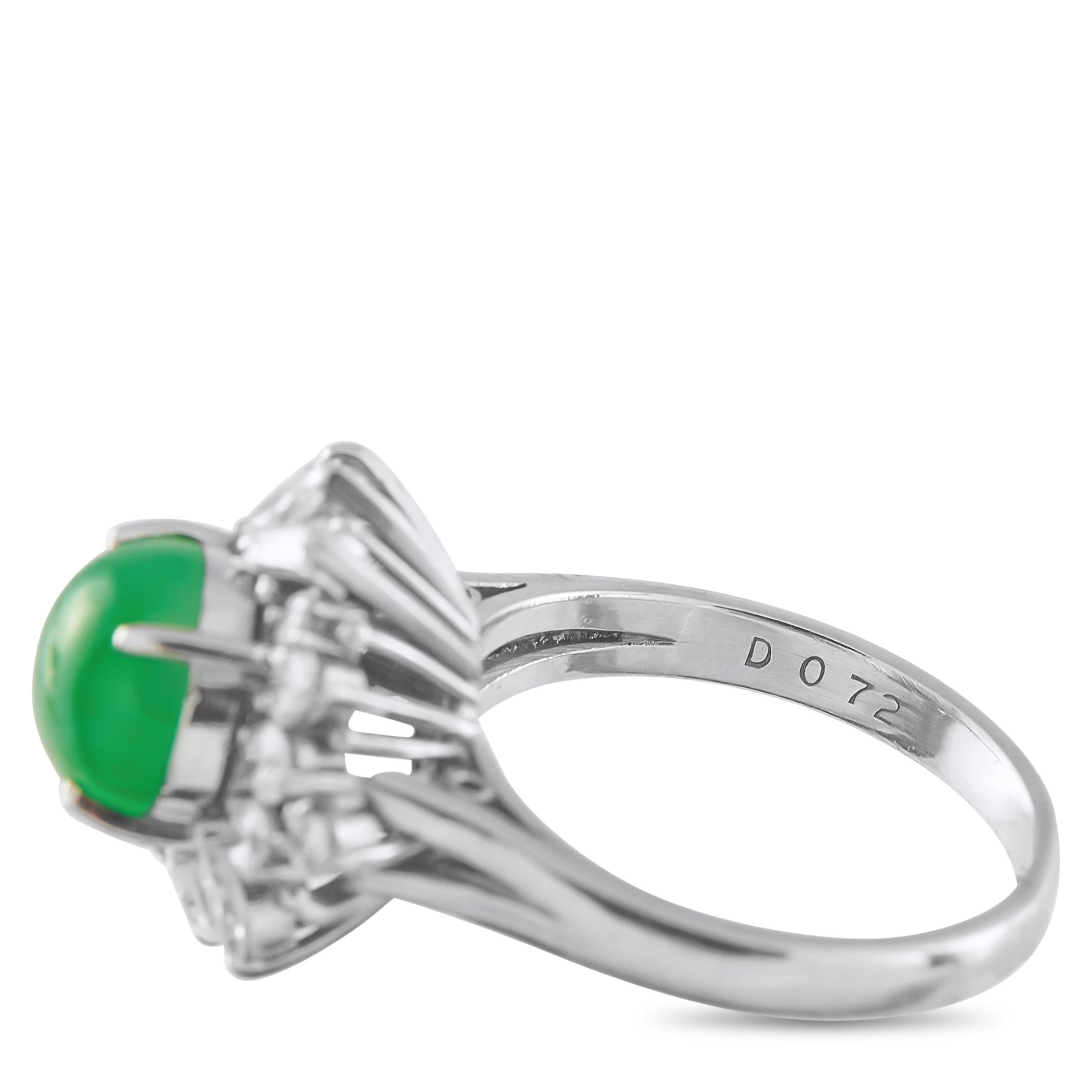 De las mujeres Anillo de Jade y Diamantes 0.72 ct en Platino