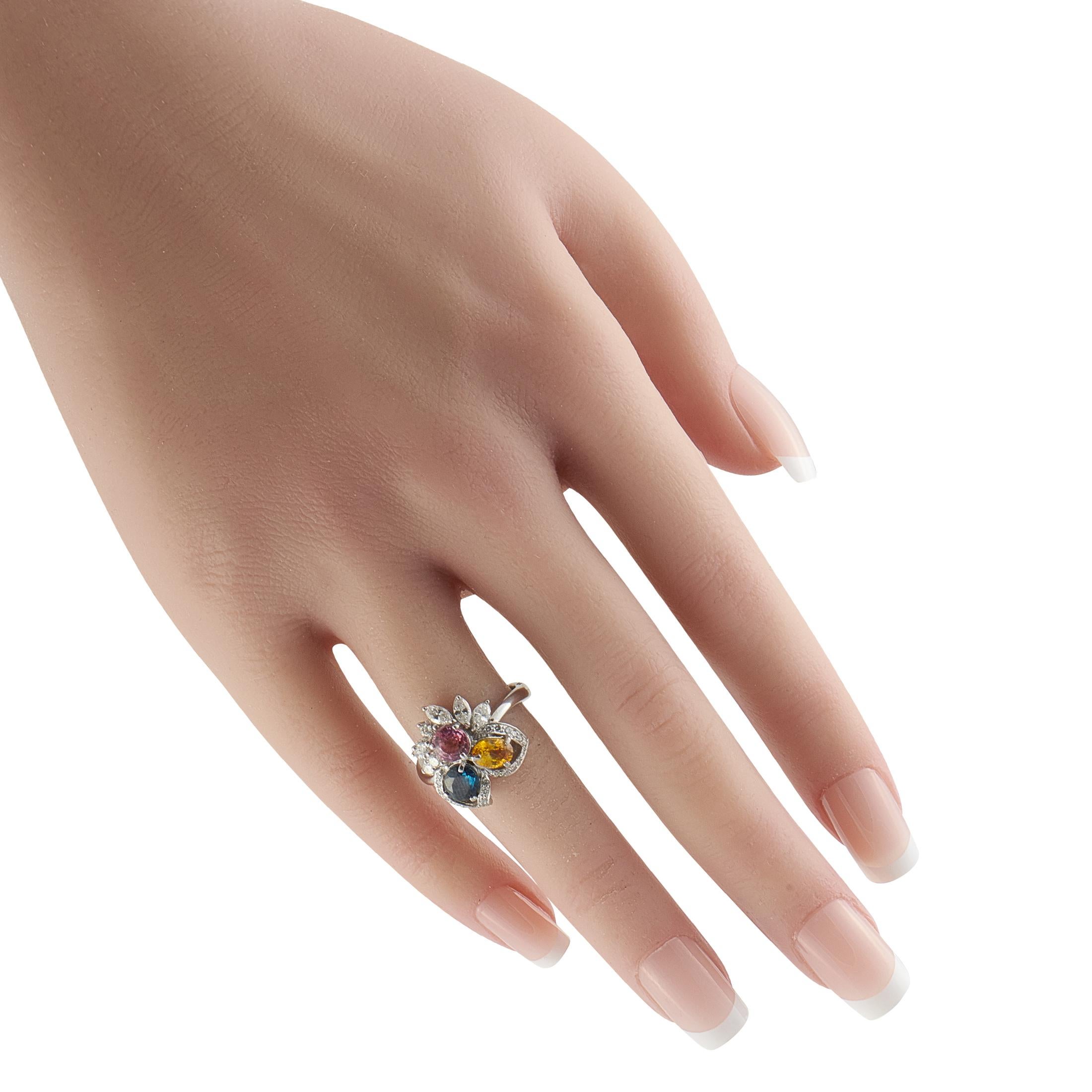 Platinum 0.73ct Diamond and Sapphire Ring MF37-101625 (Gemischter Schliff) im Angebot