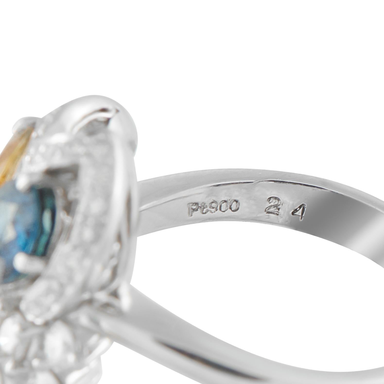 Platinum 0.73ct Diamond and Sapphire Ring MF37-101625 im Zustand „Hervorragend“ im Angebot in Southampton, PA