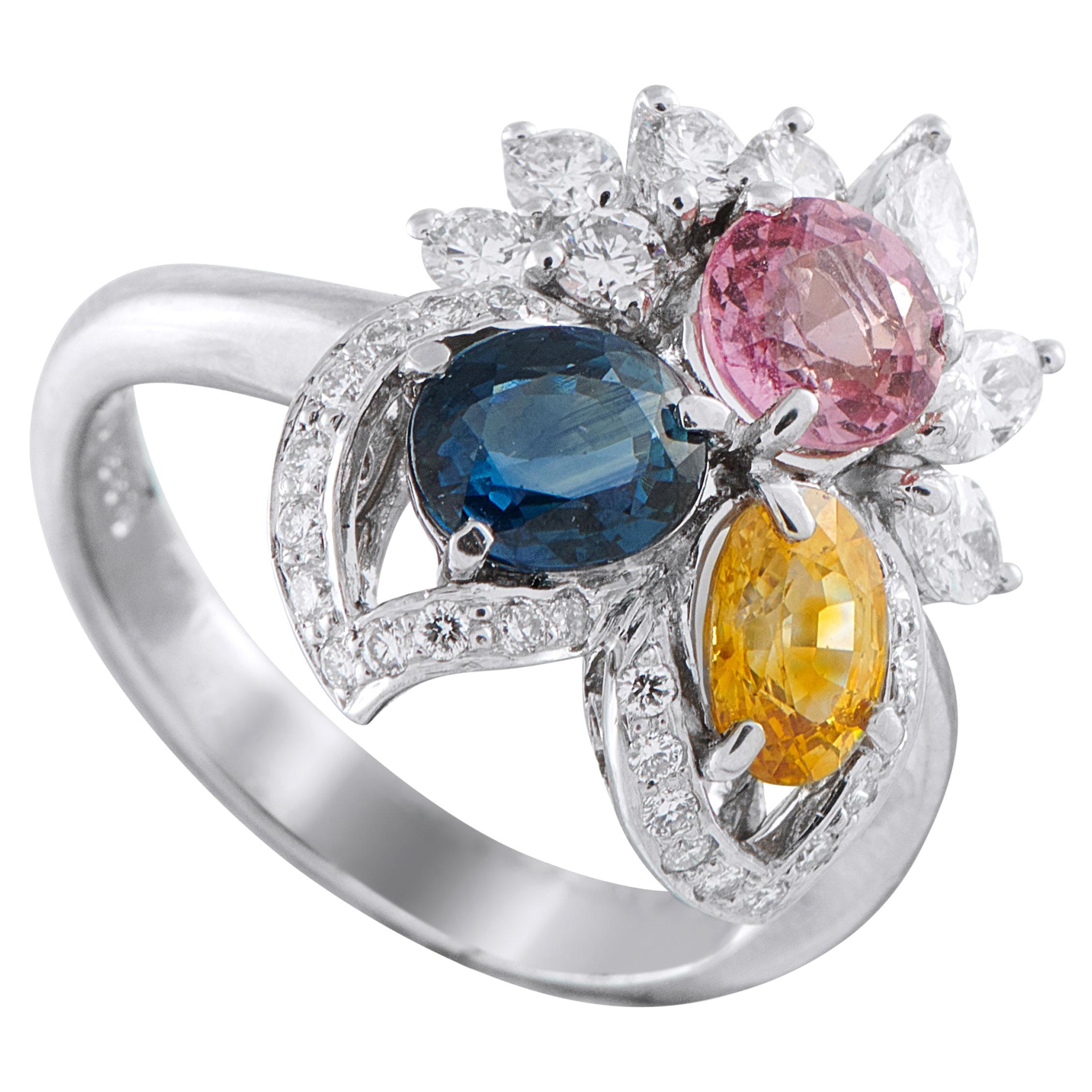 Platinum 0.73ct Diamond and Sapphire Ring MF37-101625 im Angebot