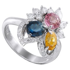 Platinum 0.73ct Diamond and Sapphire Ring MF37-101625