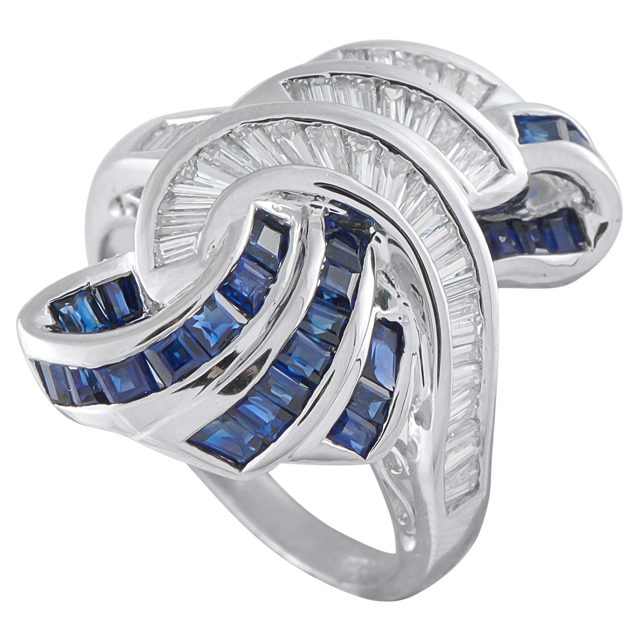 Platinum 0.74ct Diamond and Sapphire Ring MF27-101625
